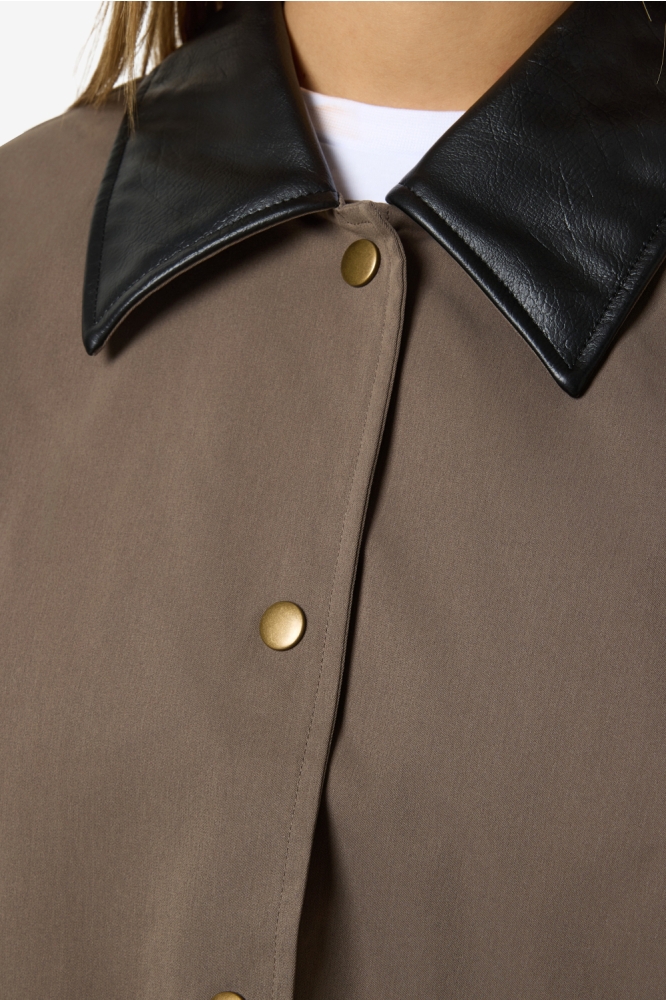 NMNORA PU COLLAR JACKET DD 27034746 MOREL/BLACK